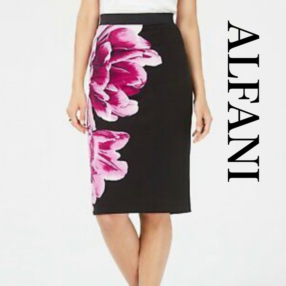 Black and Purple Midi Skirt